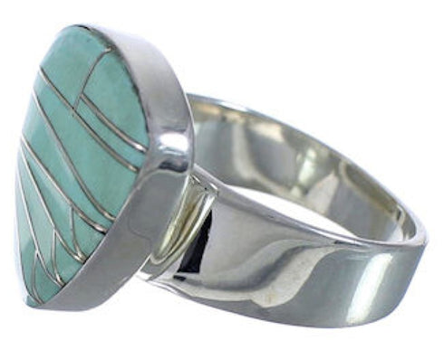 Sterling Silver Turquoise Inlay Heavy Ring Size 8-3/4 PX40402